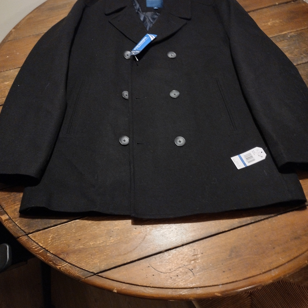 NWT Nautica Men's Water Resistent Black Peacoat